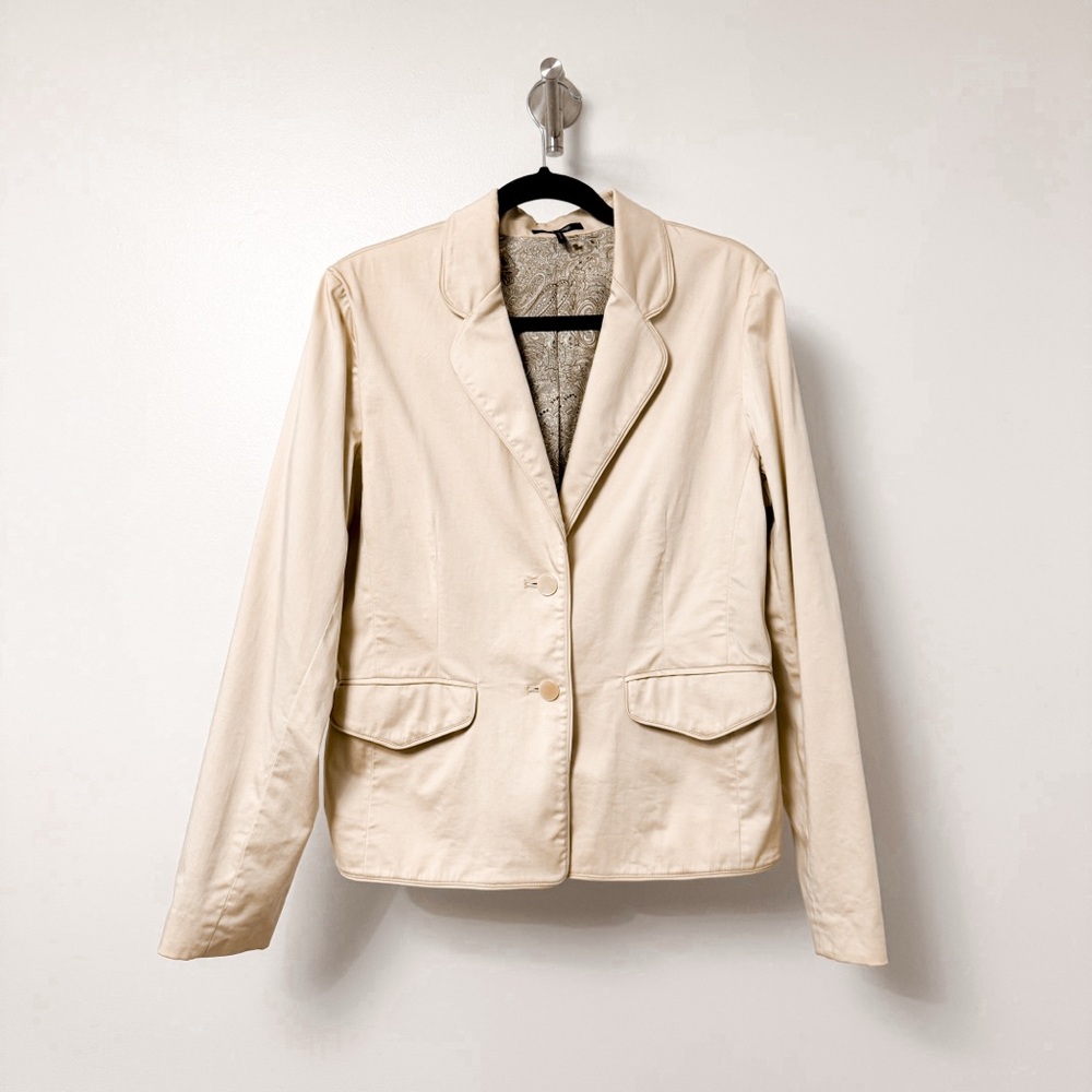 Daisy Fuentes‎ Preppy School Career Fall Chic Khaki Blazer in Stone 12